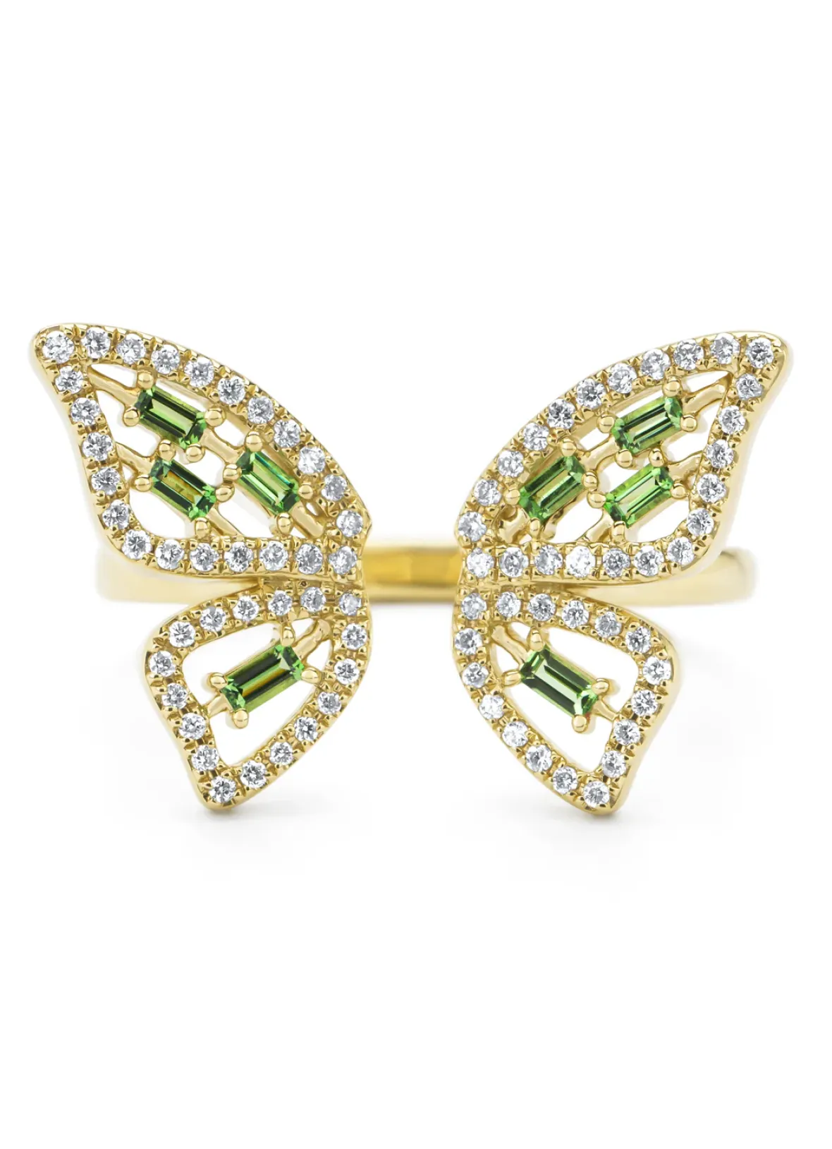 Diamond Point Geelgouden Ringen|Ringen Met Kleurstenen<Geelgouden ring, 0.18 ct tsavoriet, Butterfly Kisses