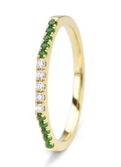 Diamond Point Geelgouden Ringen|Ringen Met Kleurstenen<Geelgouden ring, 0.12 ct tsavoriet, Ensemble