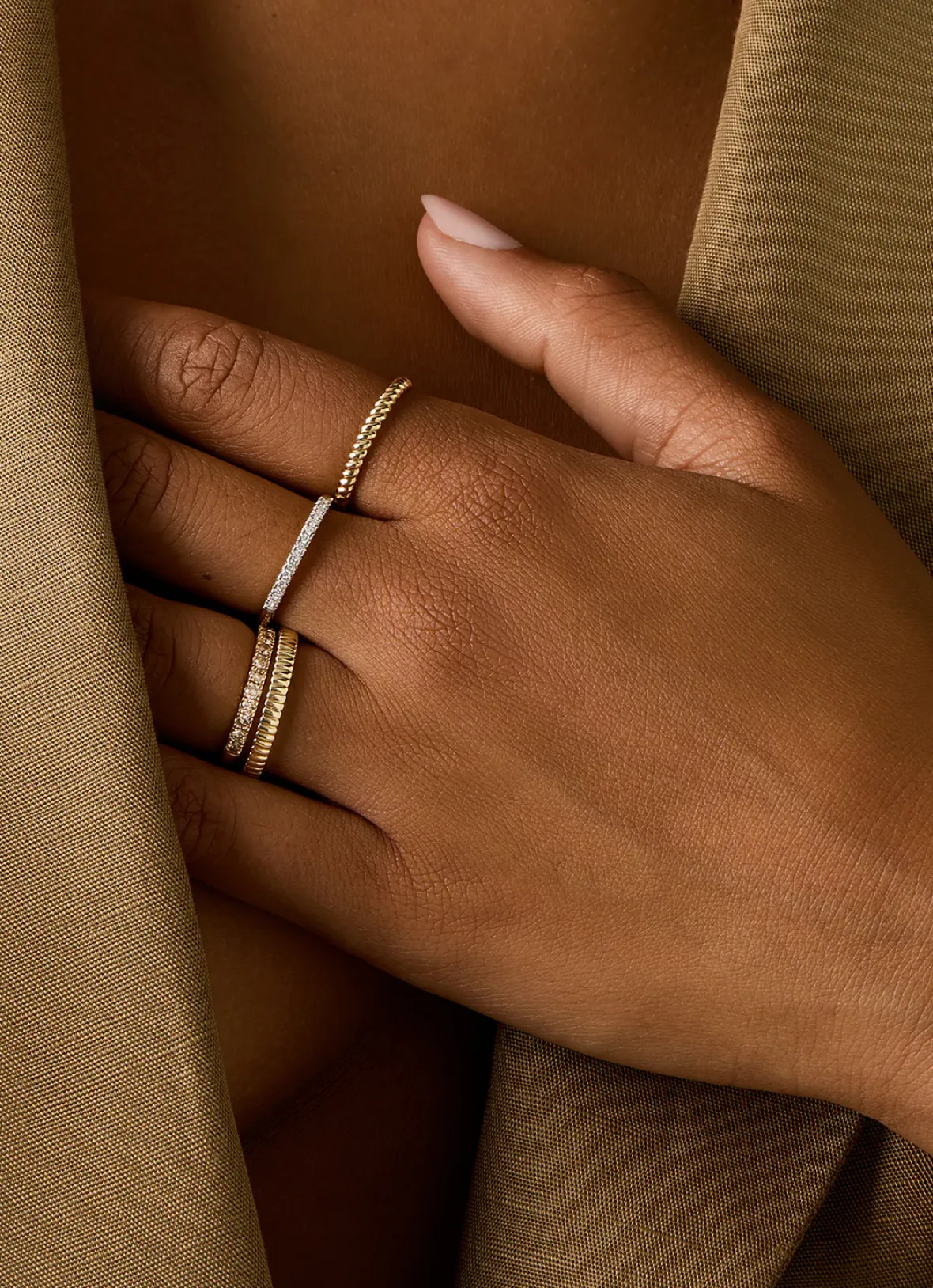 Diamond Point Geelgouden Ringen|Fijne Ringen<Geelgouden ring Ensemble