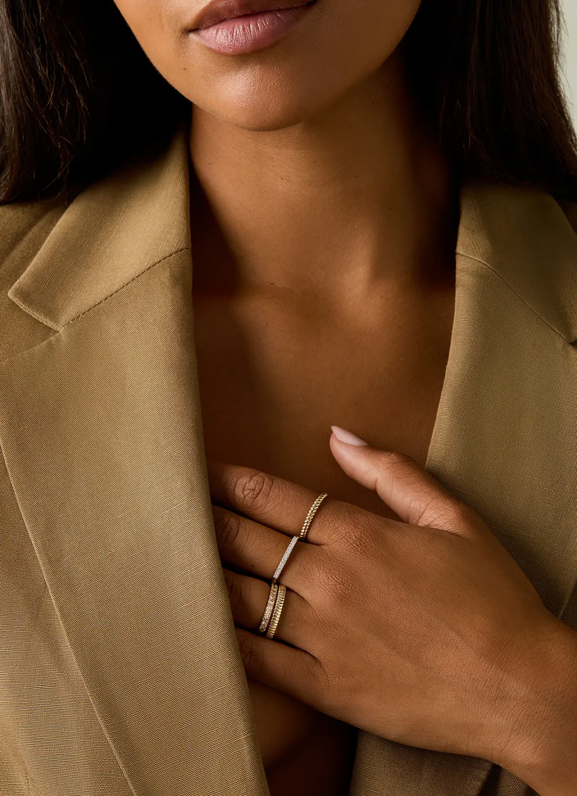 Diamond Point Geelgouden Ringen|Fijne Ringen<Geelgouden ring Ensemble