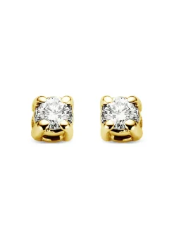 Diamond Point Solitair C|Solitair Classic<Geelgouden solitair oorstekers, 0.04 ct diamant, Groeibriljant