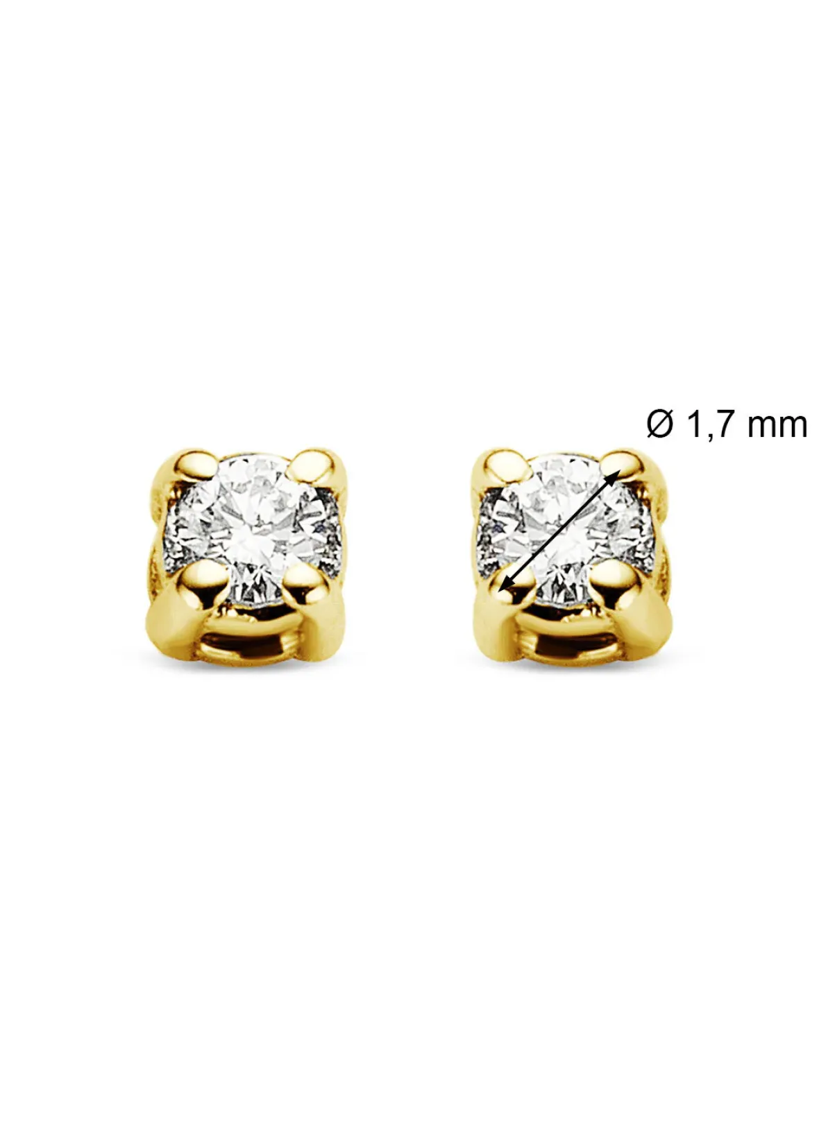 Diamond Point Solitair C|Solitair Classic<Geelgouden solitair oorstekers, 0.04 ct diamant, Groeibriljant