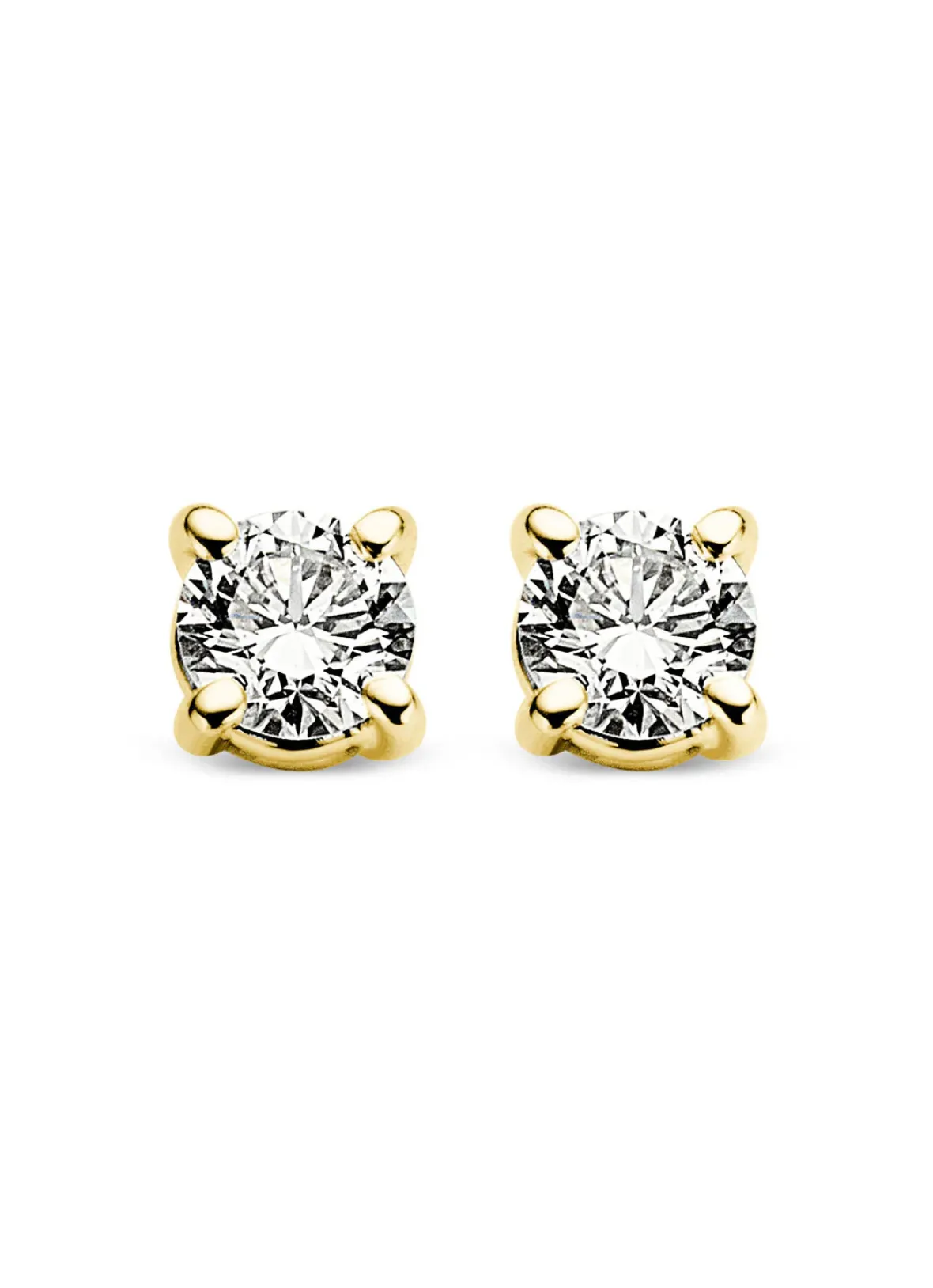 Diamond Point Solitair C|Solitair Classic<Geelgouden solitair oorstekers, 0.12 ct diamant, Groeibriljant