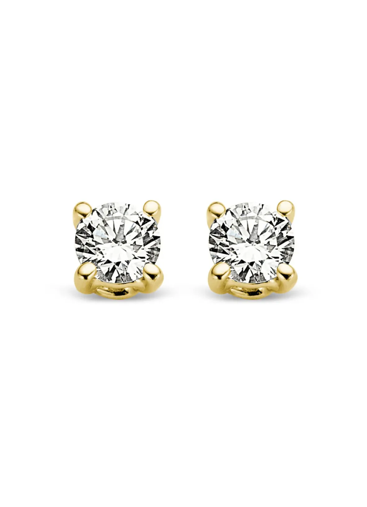 Diamond Point Solitair C|Solitair Classic<Geelgouden solitair oorstekers, 0.08 ct diamant, Groeibriljant