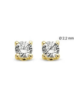 Diamond Point Solitair C|Solitair Classic<Geelgouden solitair oorstekers, 0.08 ct diamant, Groeibriljant