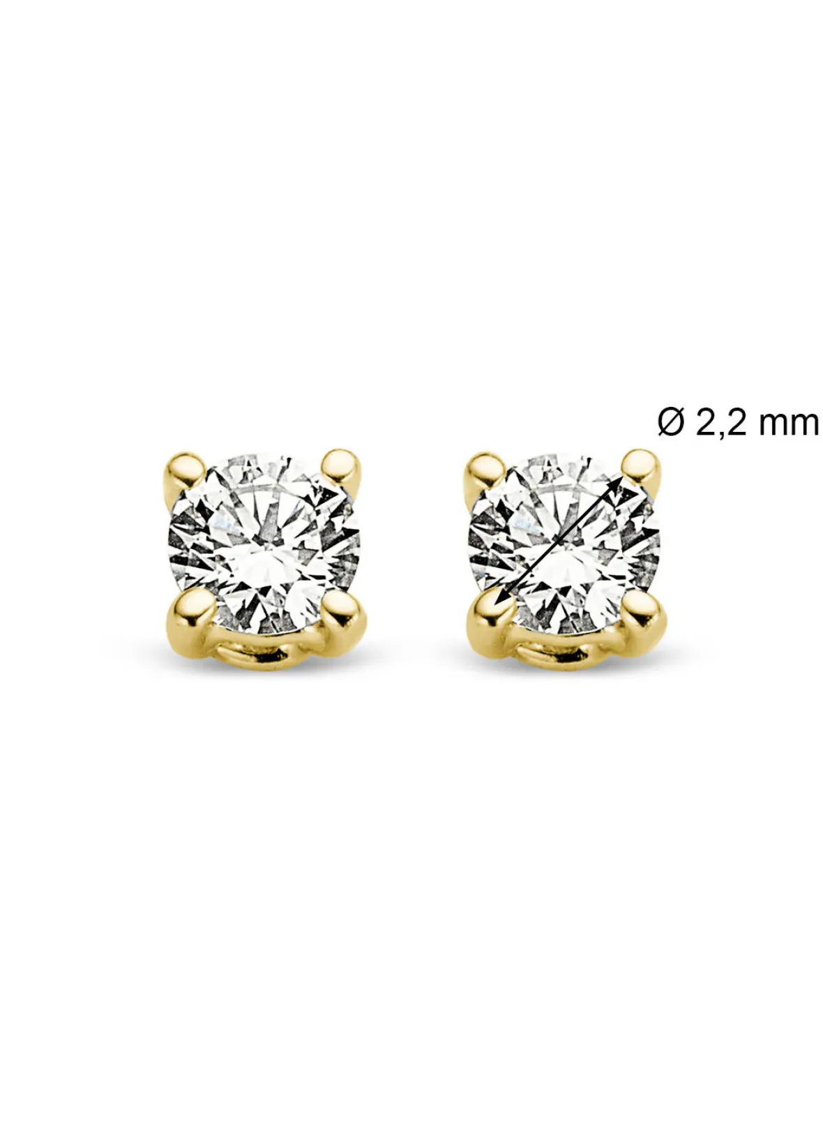 Diamond Point Solitair C|Solitair Classic<Geelgouden solitair oorstekers, 0.08 ct diamant, Groeibriljant