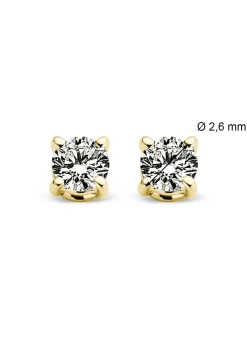 Diamond Point Solitair C|Solitair Classic<Geelgouden solitair oorstekers, 0.14 ct diamant, Groeibriljant