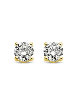 Diamond Point Solitair C|Solitair Classic<Geelgouden solitair oorstekers, 0.22 ct diamant, Groeibriljant