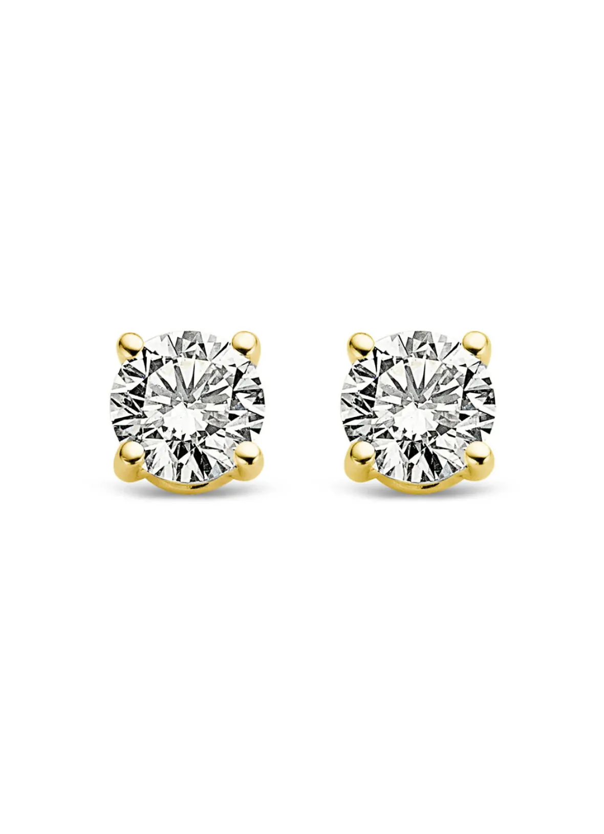 Diamond Point Solitair C|Solitair Classic<Geelgouden solitair oorstekers, 0.22 ct diamant, Groeibriljant