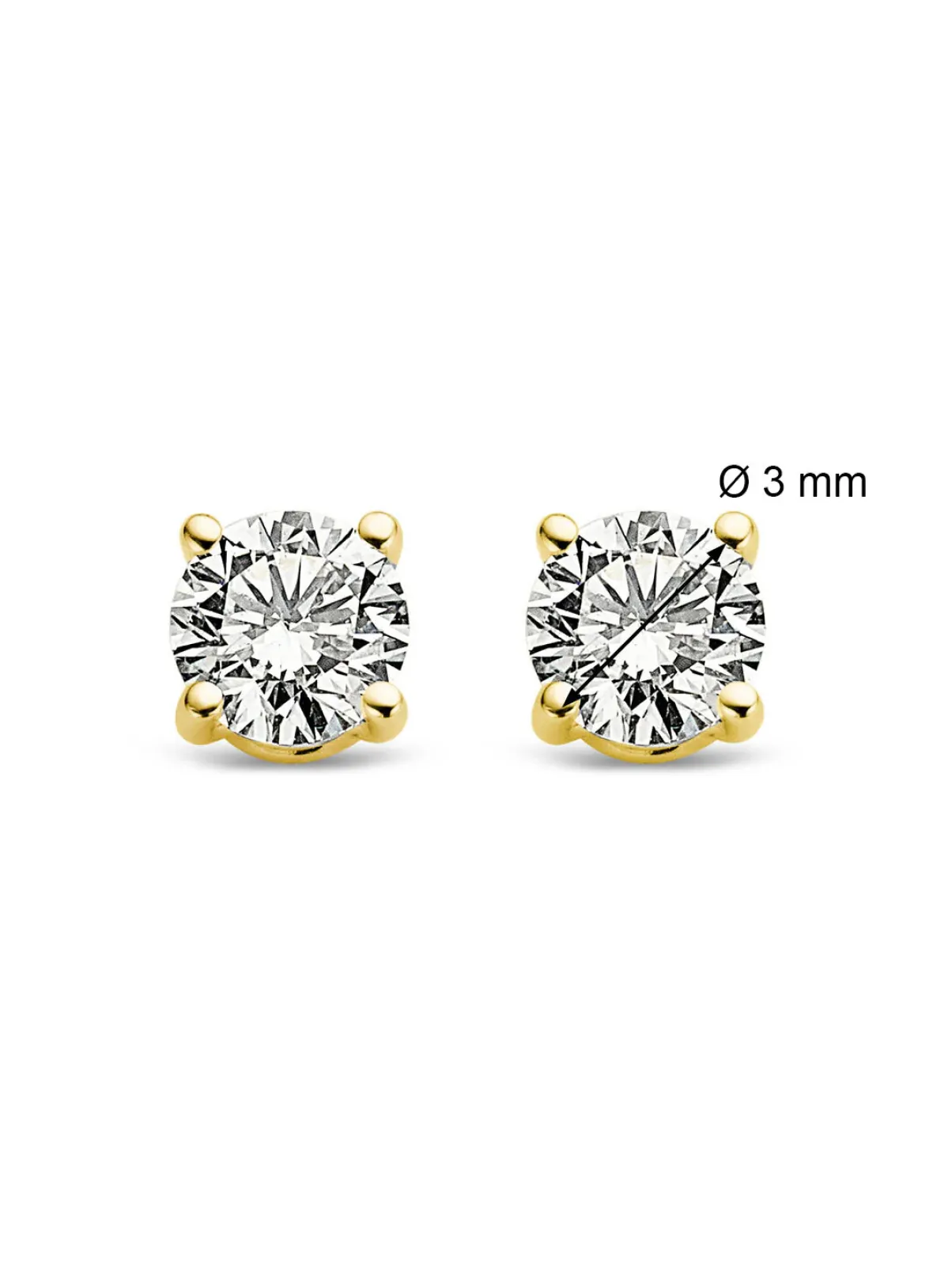 Diamond Point Solitair C|Solitair Classic<Geelgouden solitair oorstekers, 0.22 ct diamant, Groeibriljant