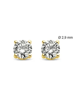 Diamond Point Solitair C|Solitair Classic<Geelgouden solitair oorstekers, 0.18 ct diamant, Groeibriljant