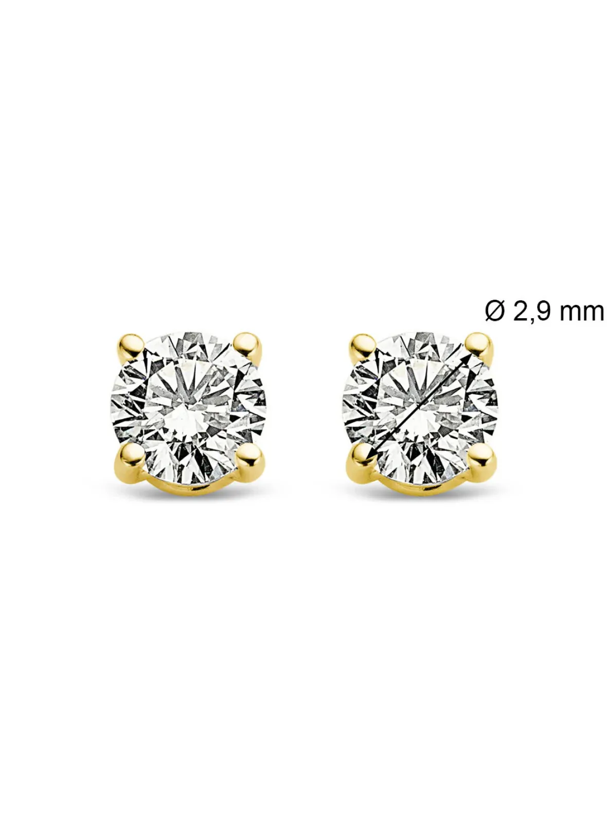 Diamond Point Solitair C|Solitair Classic<Geelgouden solitair oorstekers, 0.18 ct diamant, Groeibriljant