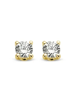 Diamond Point Solitair C|Solitair Classic<Geelgouden solitair oorstekers, 0.06 ct diamant, Groeibriljant
