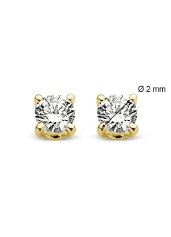 Diamond Point Solitair C|Solitair Classic<Geelgouden solitair oorstekers, 0.06 ct diamant, Groeibriljant