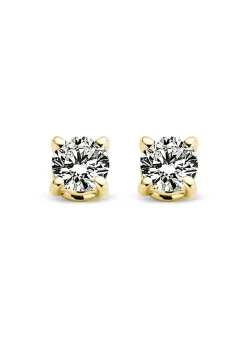 Diamond Point Solitair C|Solitair Classic<Geelgouden solitair oorstekers, 0.16 ct diamant, Groeibriljant