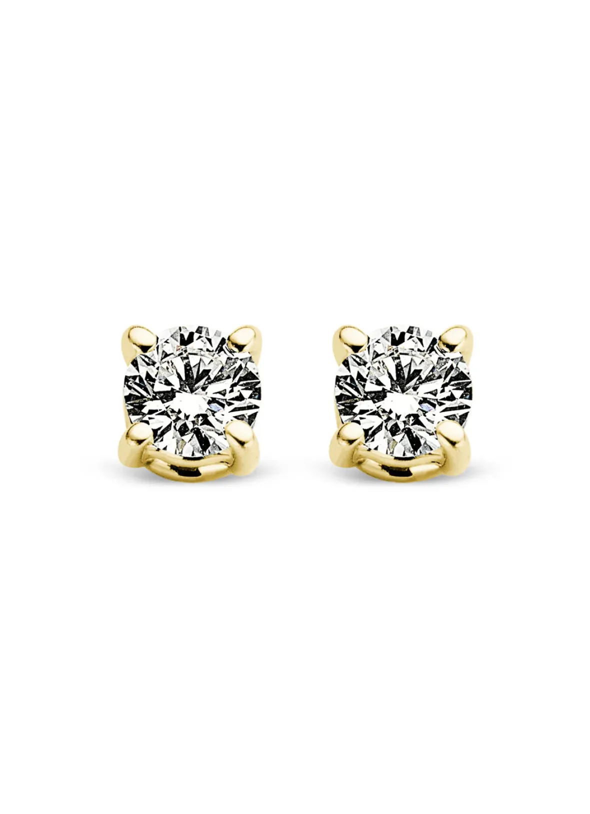Diamond Point Solitair C|Solitair Classic<Geelgouden solitair oorstekers, 0.16 ct diamant, Groeibriljant