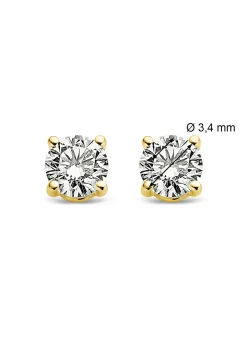 Diamond Point Solitair C|Solitair Classic<Geelgouden solitair oorstekers, 0.30 ct diamant, Groeibriljant