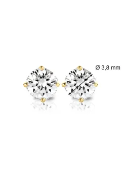 Diamond Point Solitair C|Solitair Classic<Geelgouden solitair oorstekers, 0.40 ct diamant, Groeibriljant