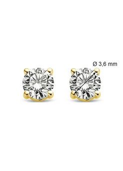 Diamond Point Solitair C|Solitair Classic<Geelgouden solitair oorstekers, 0.34 ct diamant, Groeibriljant