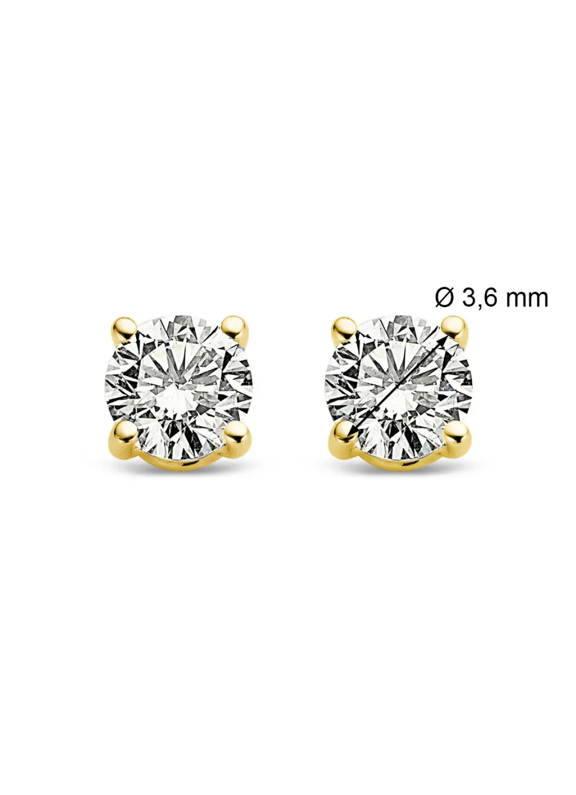 Diamond Point Solitair C|Solitair Classic<Geelgouden solitair oorstekers, 0.34 ct diamant, Groeibriljant