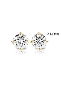 Diamond Point Solitair C|Solitair Classic<Geelgouden solitair oorstekers, 0.38 ct diamant, Groeibriljant