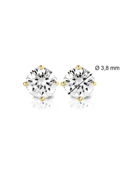 Diamond Point Solitair C|Solitair Classic<Geelgouden solitair oorstekers, 0.42 ct diamant, Groeibriljant