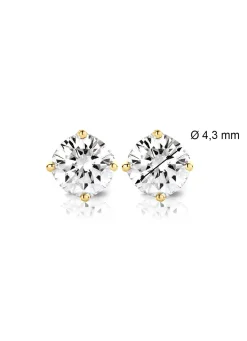 Diamond Point Solitair C|Solitair Classic<Geelgouden solitair oorstekers, 0.62 ct diamant, Groeibriljant