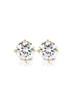 Diamond Point Solitair C|Solitair Classic<Geelgouden solitair oorstekers, 0.64 ct diamant, Groeibriljant