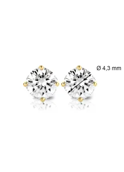 Diamond Point Solitair C|Solitair Classic<Geelgouden solitair oorstekers, 0.64 ct diamant, Groeibriljant