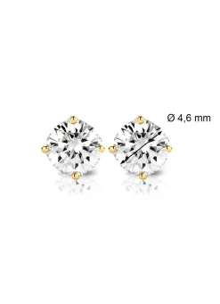 Diamond Point Solitair C|Solitair Classic<Geelgouden solitair oorstekers, 0.72 ct diamant, Groeibriljant