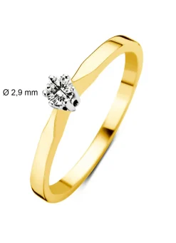 Diamond Point Solitair C|Solitair Classic<Geelgouden solitairring, 0.09 ct diamant, Groeibriljant