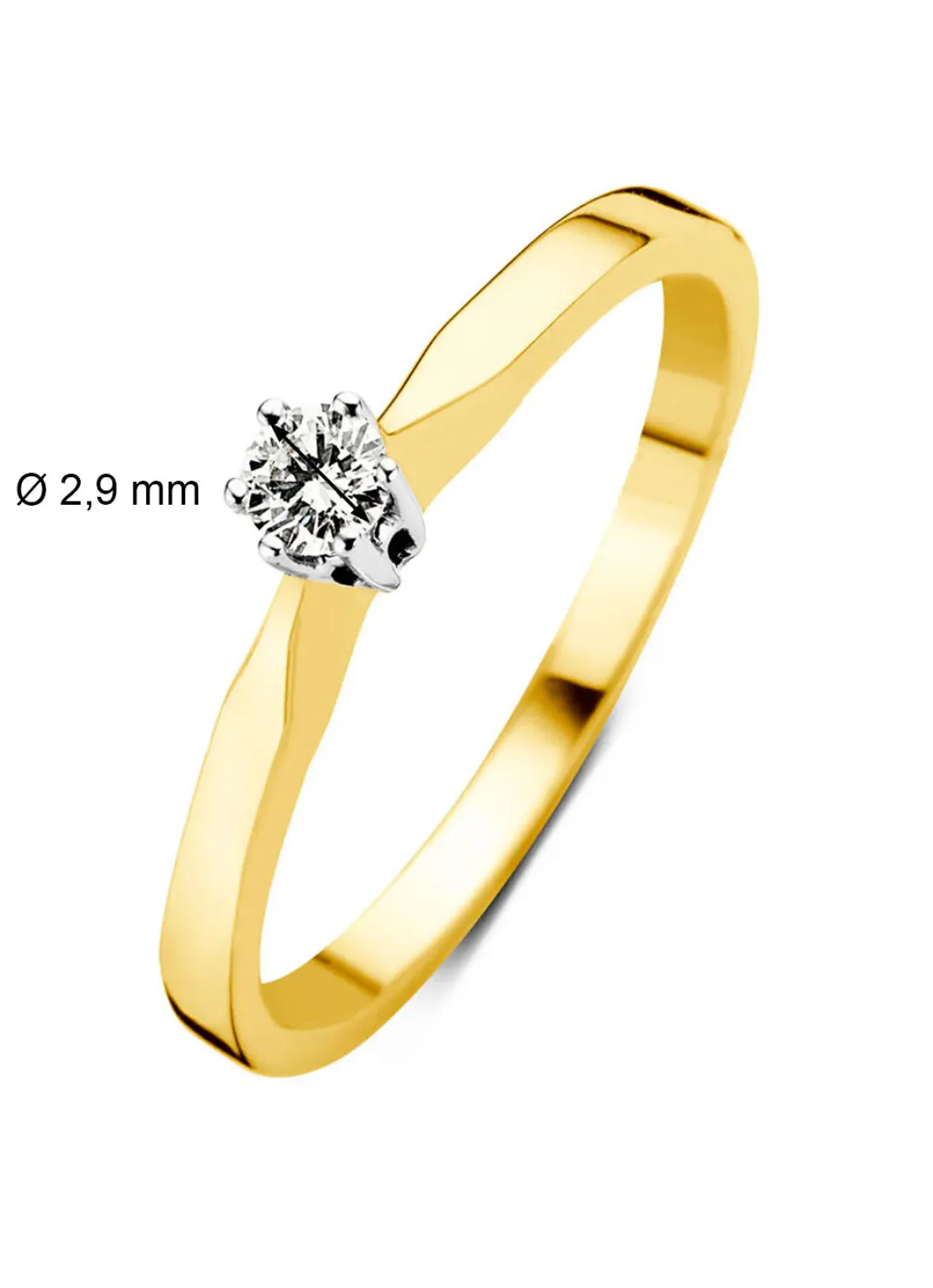 Diamond Point Solitair C|Solitair Classic<Geelgouden solitairring, 0.09 ct diamant, Groeibriljant