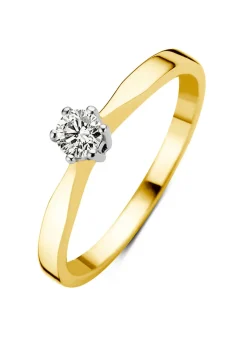 Diamond Point Solitair C|Solitair Classic<Geelgouden solitairring, 0.14 ct diamant, Groeibriljant