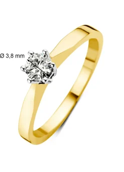 Diamond Point Solitair C|Solitair Classic<Geelgouden solitairring, 0.21 ct diamant, Groeibriljant