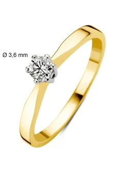 Diamond Point Solitair C|Solitair Classic<Geelgouden solitairring, 0.17 ct diamant, Groeibriljant