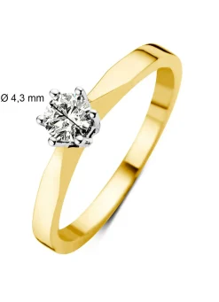 Diamond Point Solitair C|Solitair Classic<Geelgouden solitairring, 0.31 ct diamant, Groeibriljant