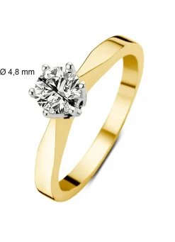 Diamond Point Solitair C|Solitair Classic<Geelgouden solitairring, 0.44 ct diamant, Groeibriljant