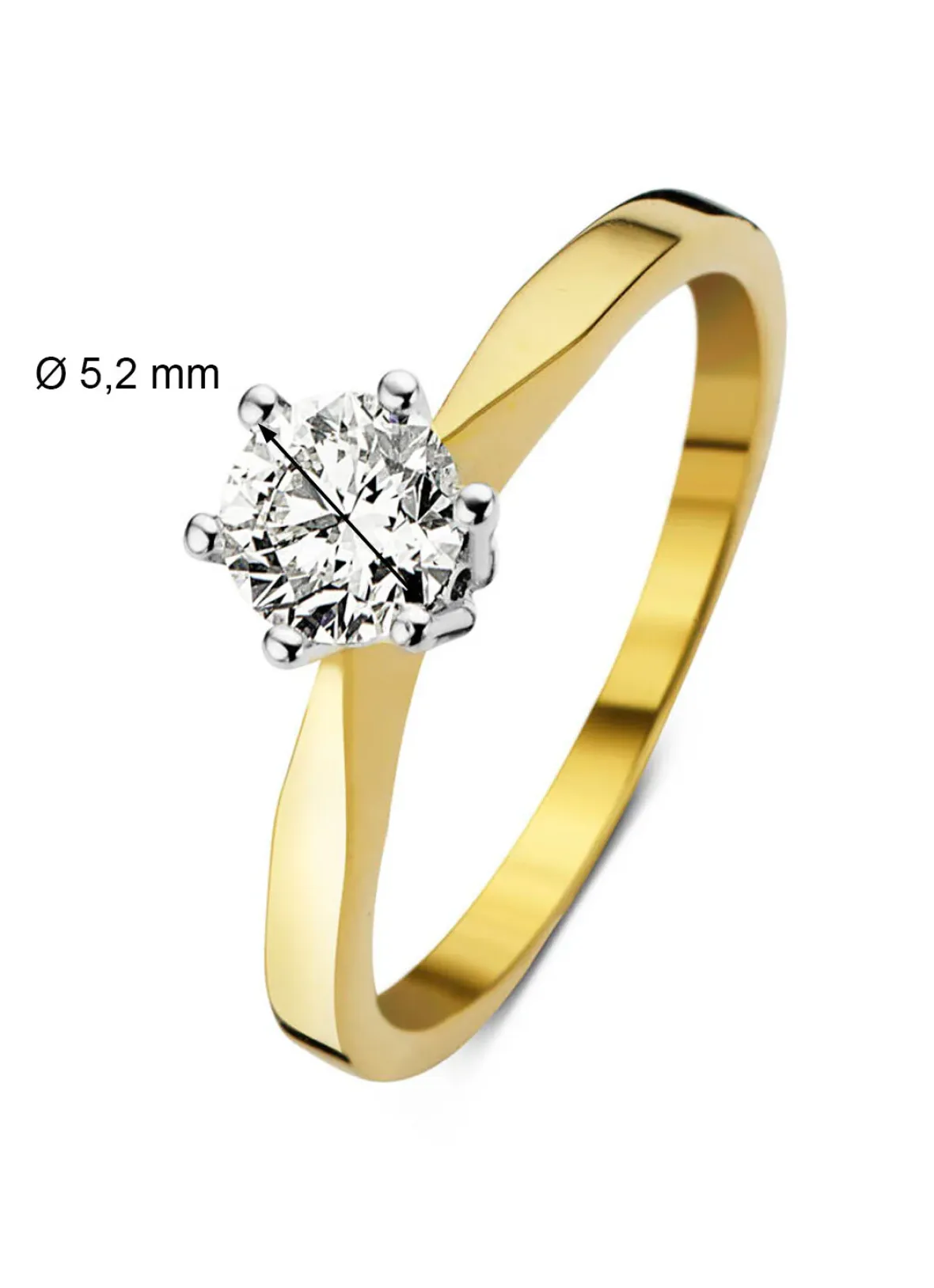 Diamond Point Solitair C|Solitair Classic<Geelgouden solitairring, 0.55 ct diamant, Groeibriljant