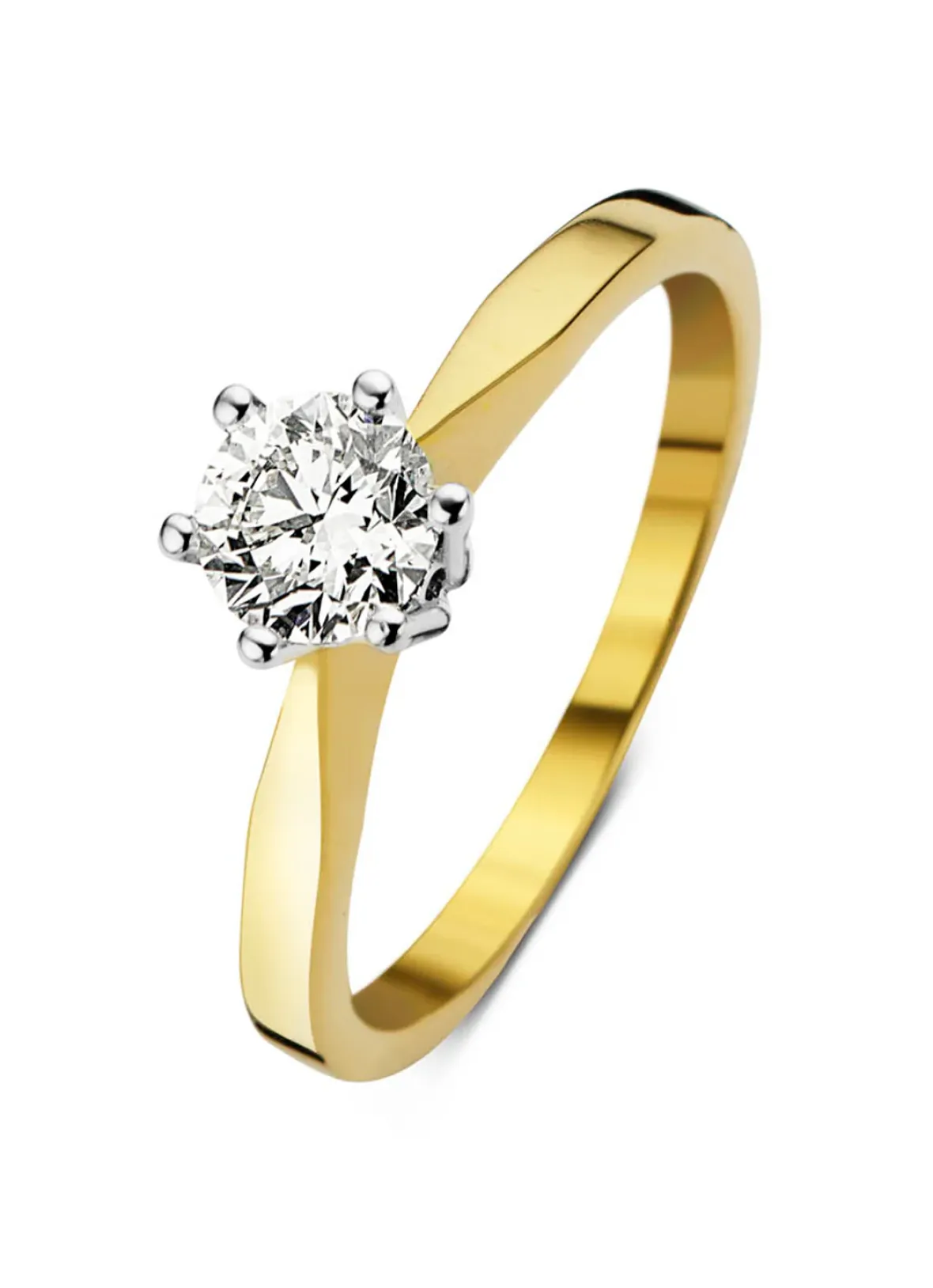 Diamond Point Solitair C|Solitair Classic<Geelgouden solitairring, 0.59 ct diamant, Groeibriljant