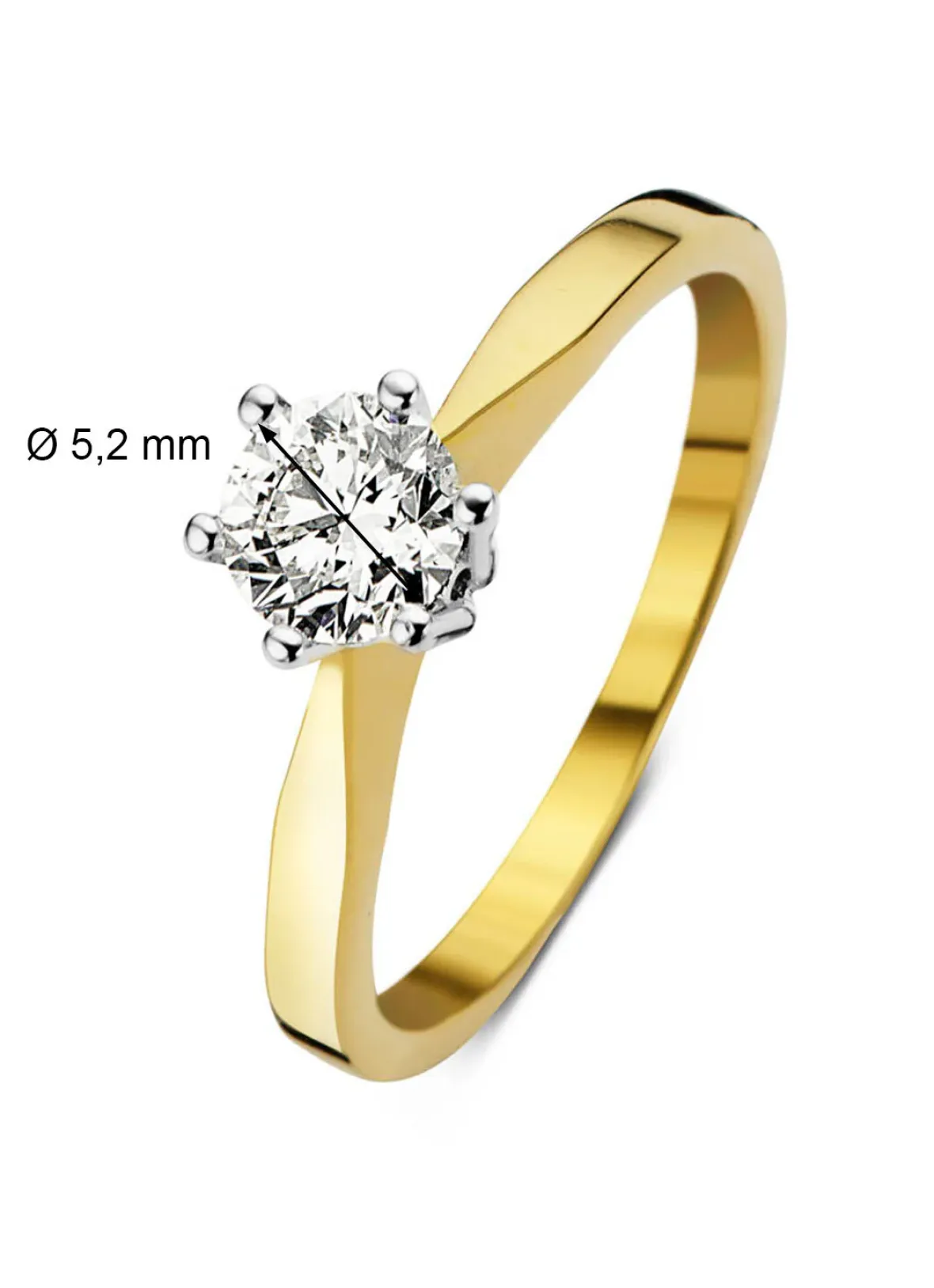 Diamond Point Solitair C|Solitair Classic<Geelgouden solitairring, 0.67 ct diamant, Groeibriljant