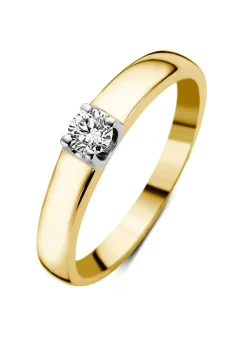Diamond Point Solitair C|Groeibriljant Ringen<Geelgouden solitairring, 0.17 ct diamant, Groeibriljant