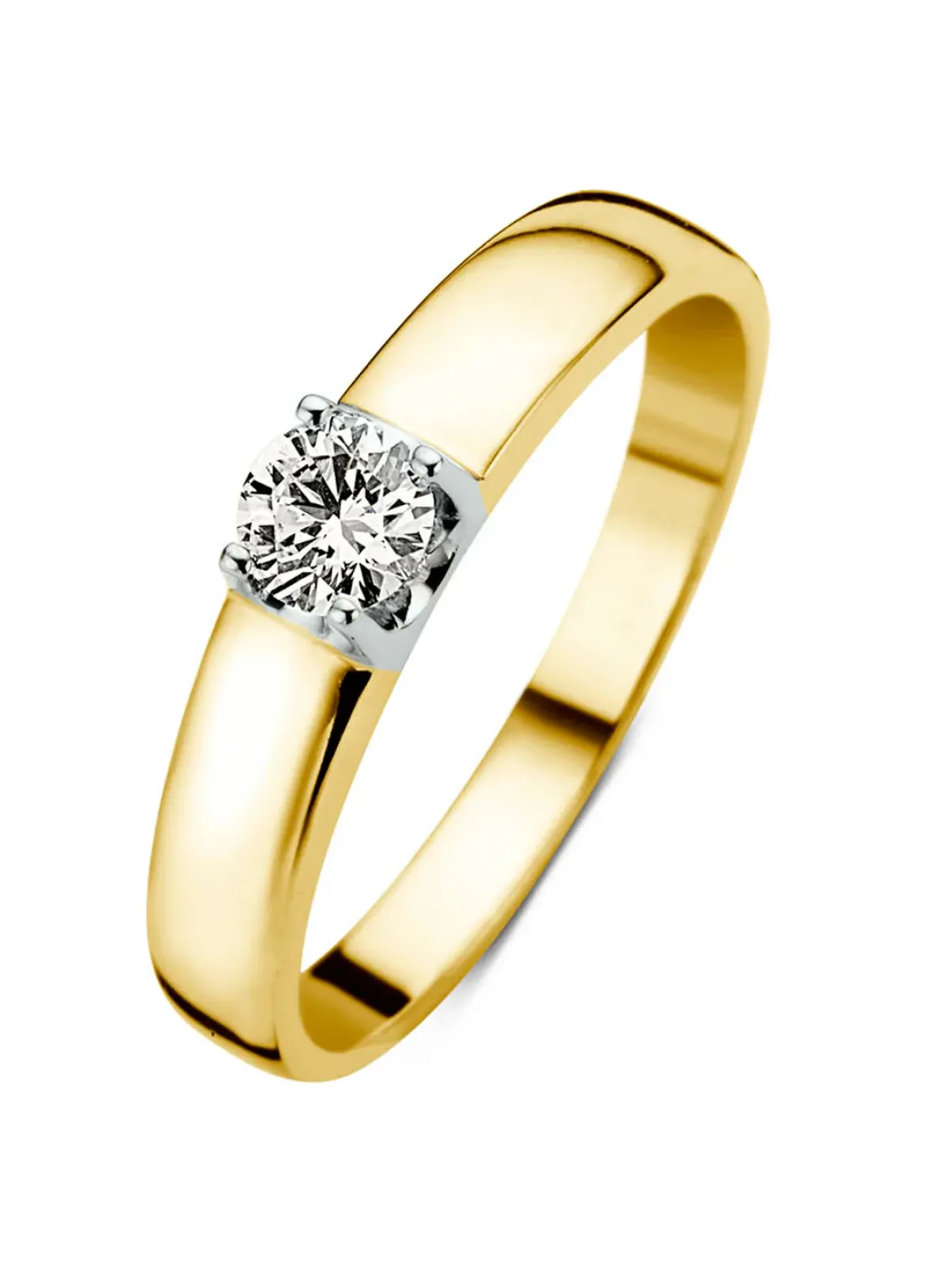 Diamond Point Solitair C|Groeibriljant Ringen<Geelgouden solitairring, 0.34 ct diamant, Groeibriljant