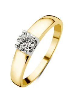 Diamond Point Solitair C|Groeibriljant Ringen<Geelgouden solitairring, 0.50 ct diamant, Groeibriljant