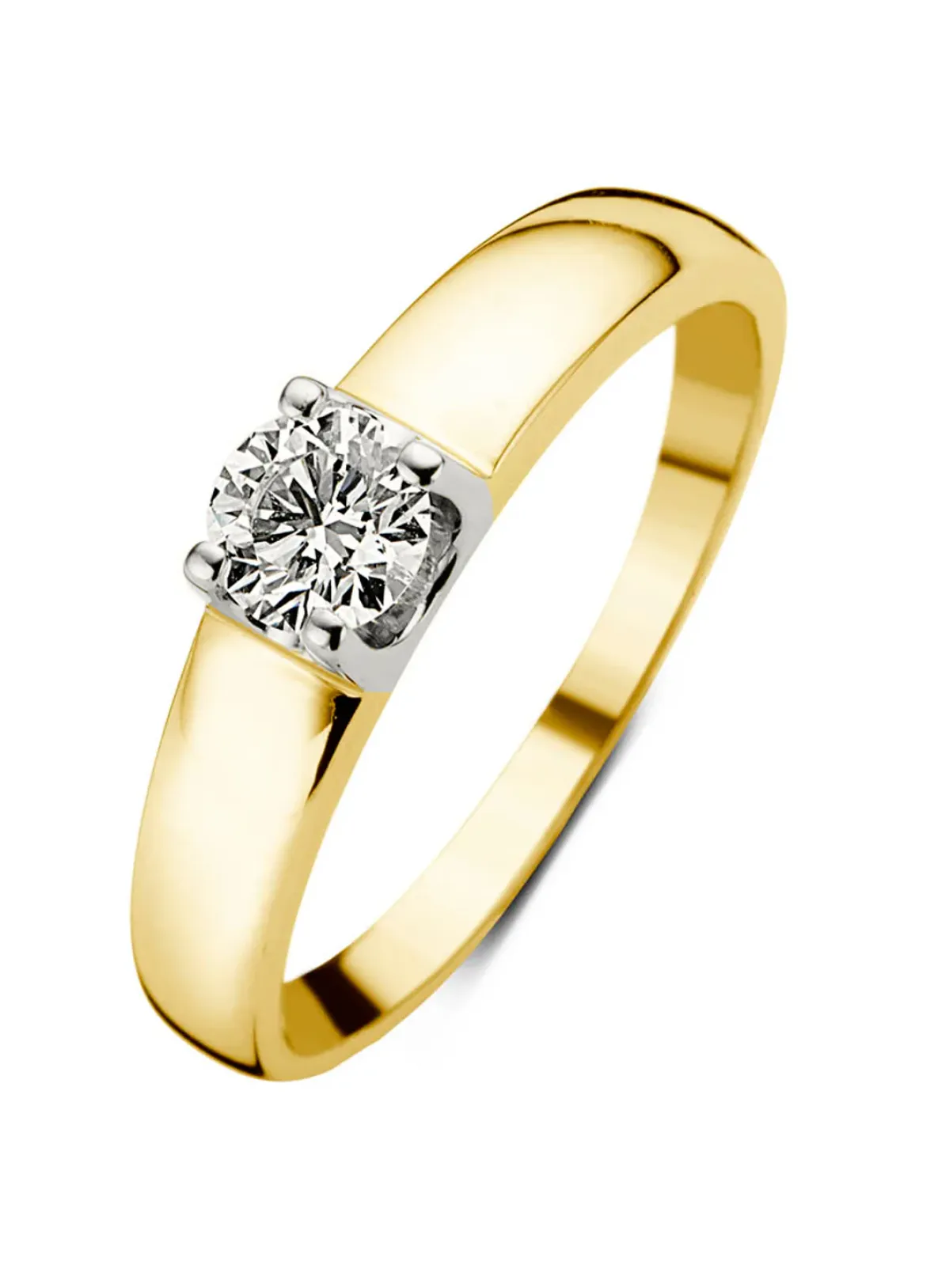Diamond Point Solitair C|Groeibriljant Ringen<Geelgouden solitairring, 0.50 ct diamant, Groeibriljant