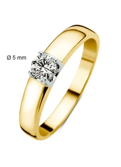 Diamond Point Solitair C|Groeibriljant Ringen<Geelgouden solitairring, 0.45 ct diamant, Groeibriljant