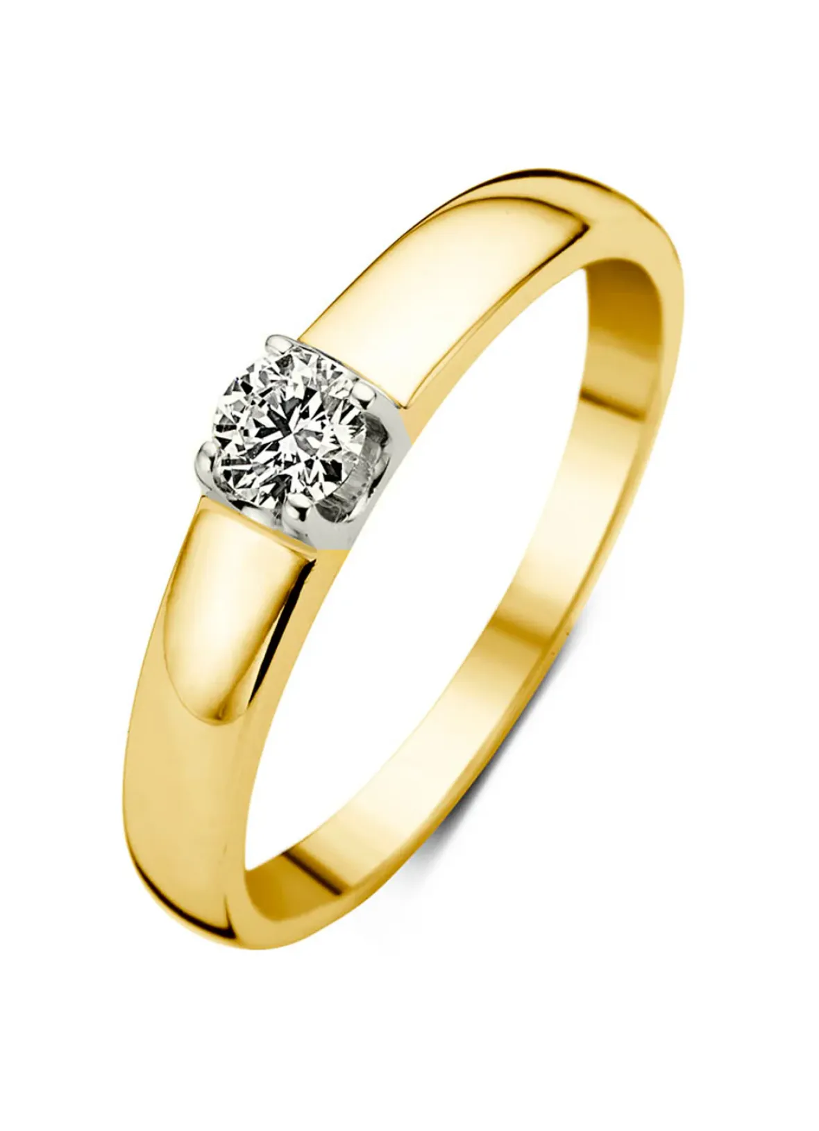 Diamond Point Solitair C|Groeibriljant Ringen<Geelgouden solitairring, 0.23 ct diamant, Groeibriljant