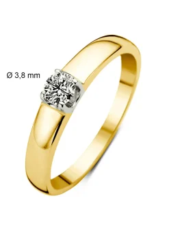 Diamond Point Solitair C|Groeibriljant Ringen<Geelgouden solitairring, 0.23 ct diamant, Groeibriljant