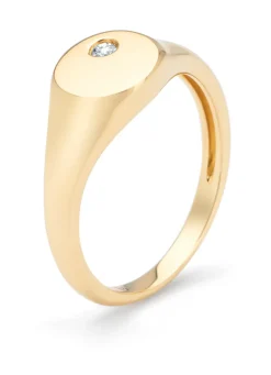 Diamond Point Geelgouden Ringen|Diamanten Ringen<Geelgouden zegelring, 0.03 ct diamant, Timeless Treasures