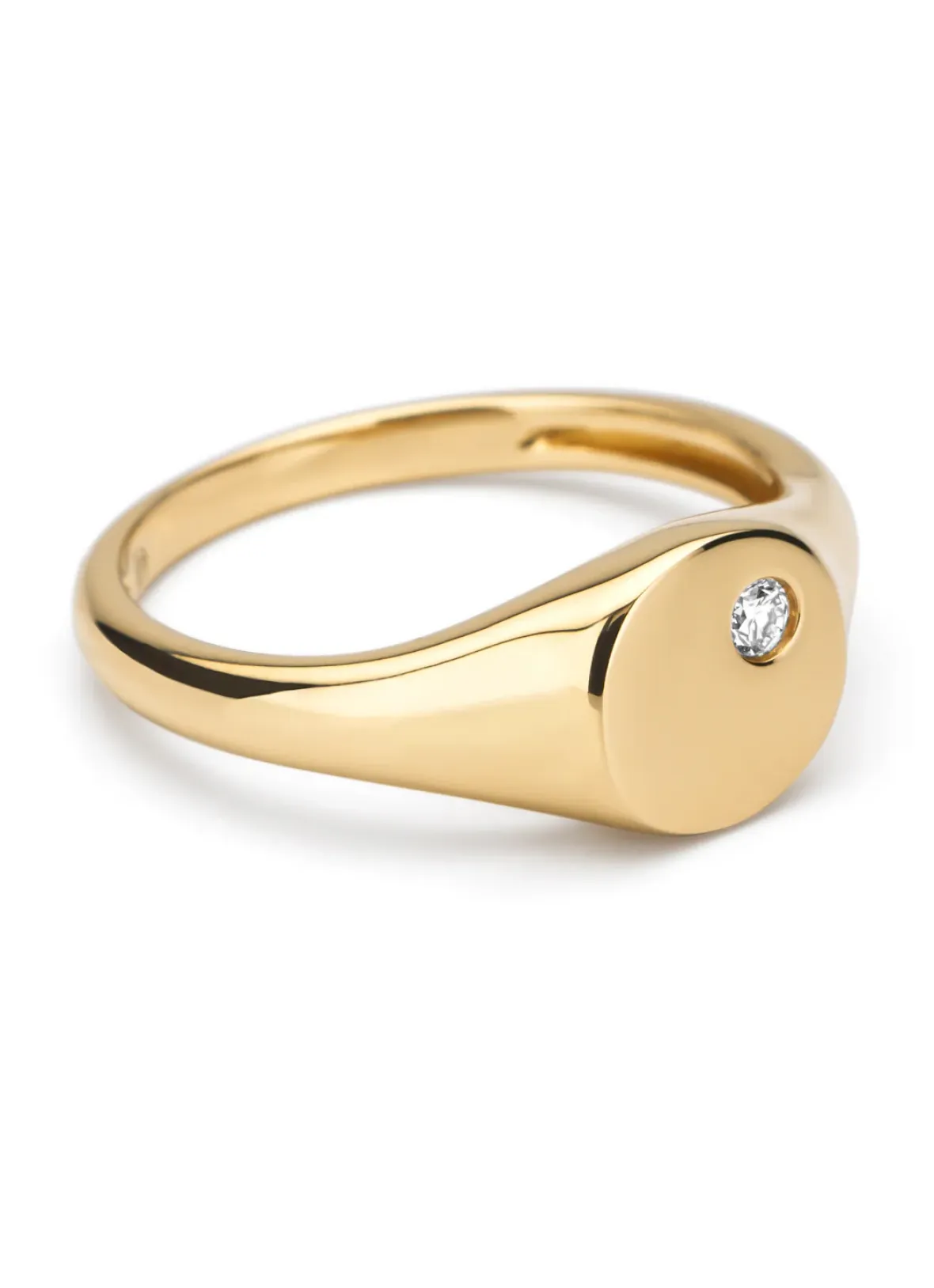 Diamond Point Geelgouden Ringen|Diamanten Ringen<Geelgouden zegelring, 0.03 ct diamant, Timeless Treasures