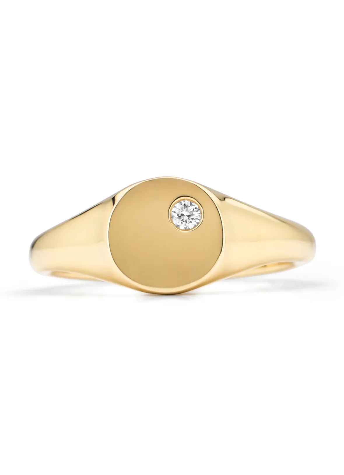 Diamond Point Geelgouden Ringen|Diamanten Ringen<Geelgouden zegelring, 0.03 ct diamant, Timeless Treasures